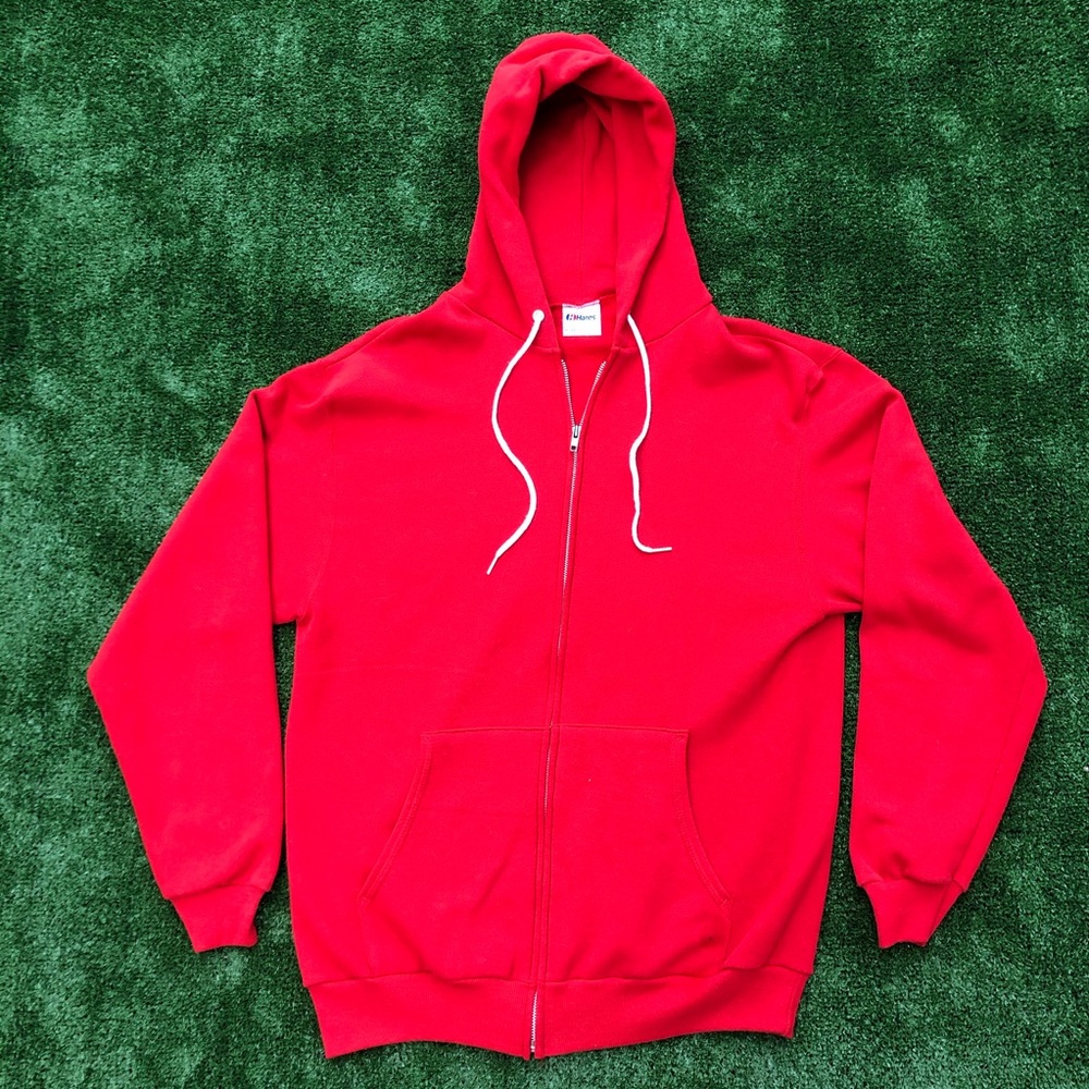 Vintage Hanes Full Zip Men’s Large Red Hoodie